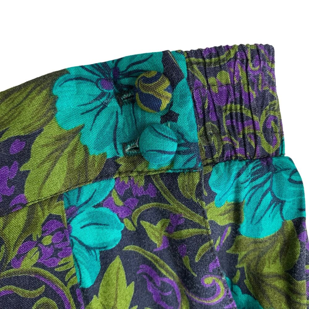 Vintage Worthington Maxi Skirt Pleated Blue Green Floral Pocket Women's 6 - Picture 4 of 8